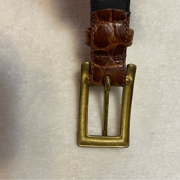 Liz Claiborne Vintage Womens Genuine Leather Crock Print Belt size Large - Picture 4 of 9